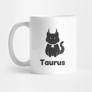 Taurus Cat Zodiac Sign with Text (Black and White) Mug